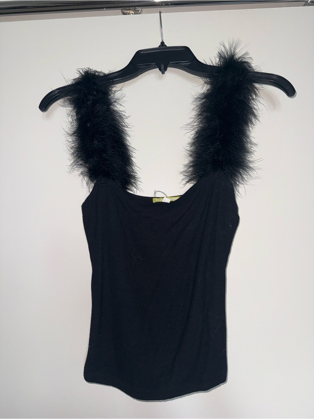 Gianni Bini Black Feather-Trim Camisole